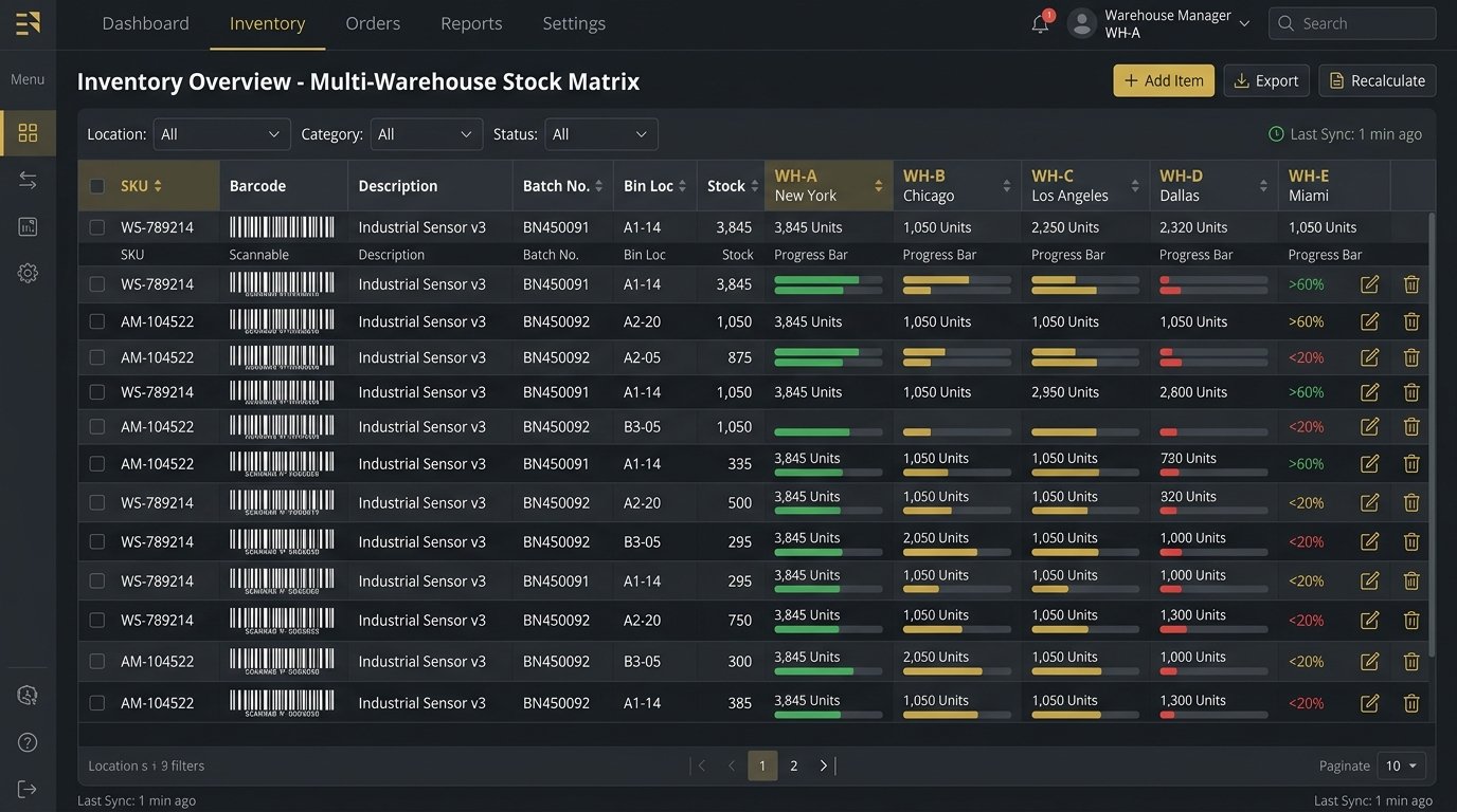 Multi-Warehouse Inventory Matrix